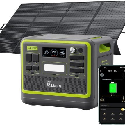 FOSSiBOT F2400 Generateur Electrique Portable, 2048Wh Batterie LiFePO4 Station électrique, 3 Sorties CA 2400W 4800W Pic 230V Groupe Electrogene Solaire pour Camping, Voyage Maison/Bureau