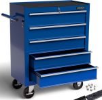 Servante d’atelier 5 tiroirs verrouillage centralisé avec roues et tapis antidérapants