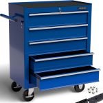 Servante d’atelier 5 tiroirs verrouillage centralisé avec roues et tapis antidérapants