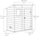Abri de jardin monopente 1,8 m² polypropylène anti-UV plancher fenêtre charge toiture 75 kg/m²
