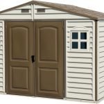 Abri de jardin en vinyle 10 x 8 avec 3 fenêtres kit de fondation métal 324,8 x 247 x 233,2 cm
