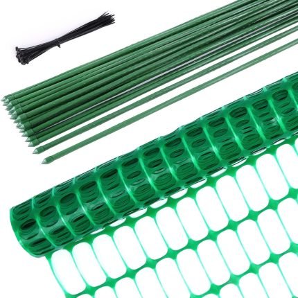 Ohuhu Clôture de Délimitation Mobile 30 m de Long & 1 m de Haut, 25 Piquets, Filet de Jardin, Clôture Extérieur pour Chien, Grillage Idéal pour le Camping, Noir