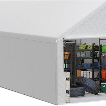 Abri de jardin pour outils, 24 m³, en PE, avec parois latérales amovibles, résistant à l’hiver, pour garage, pour outils de jardin, moto, vélo, gris
