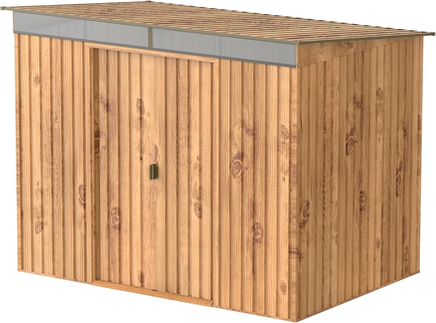 Gartenhaus aus Metall, 4,37 m², verzinkter Stahl, Schiebetüren, Belüftung, verstärktes Dach
