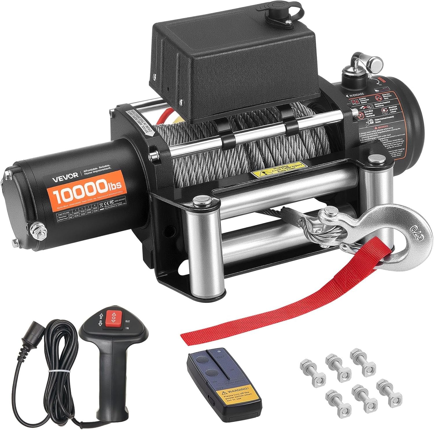 VEVOR Treuil Électrique 12 V CC 5400 kg avec Corde Synthétique Φ 9,5 mm x 28 m, Télécommande sans Fil et Filaire, Étanchéité IP67, pour Remorquage de SUV, Jeep, Remorque, Bateau, Véhicule Tout-terrain VEVOR Treuil Électrique 12 V CC 5400 kg avec Corde Synthétique Φ 9,5 mm x 28 m, Télécommande sans Fil et Filaire, Étanchéité IP67, pour Remorquage de SUV, Jeep, Remorque, Bateau, Véhicule Tout-terrain