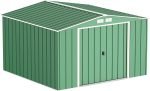 Abri de jardin en métal 9,16 m2 portes coulissantes ventilation – 10 x 10 Gable Roof, Vert