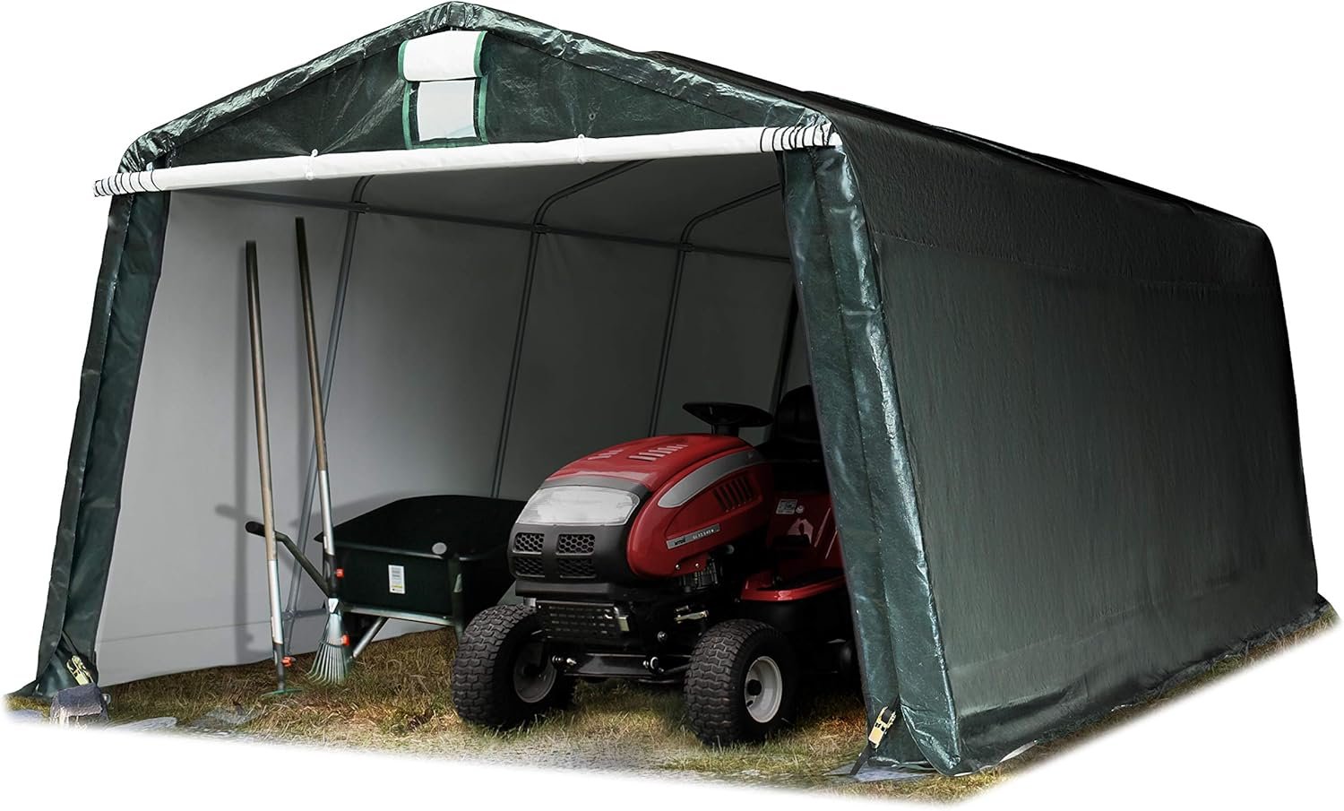 Garagenzelt 2,4×3,6 m PE-Plane 450 N wasserdichter Stahlrahmen UV-Schutz grün
