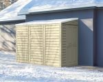 Abri de jardin adossable en vinyle 4 x 8 kit fondation métal porte réversible