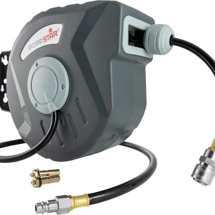 POPPSTAR Enrouleur de tuyau à air comprimé automatique 10m + 1m, diam. intérieur 5/16&quote; 8x12mm, 1/4&quote;BSPT, dévidoir automatique rétractable, Gris