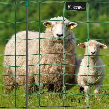 Filet électrifiable pour moutons et chèvres 50 m hauteur 108 cm 14 piquets vert