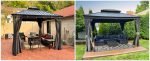 Tonnelle de jardin 5,45 x 3,65 m en aluminium avec rideaux et moustiquaire