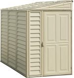 Abri de jardin adossable en vinyle 4 x 8 kit fondation métal porte réversible – Ivoire
