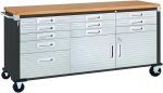 Établi mobile 4 tiroirs avec plateau bois