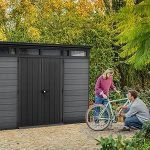 Abri de jardin résine 7,15 m² double porte gris