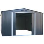 Abri de jardin en métal 9,16 m2 portes coulissantes ventilation