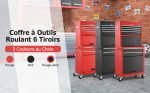 Servante d’atelier 6 tiroirs avec coffre amovible et armoire de rangement