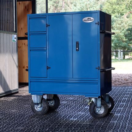 Malle de concours Midi Azur 137,5x100x60 cm acier laqué 2 selles 3 tiroirs