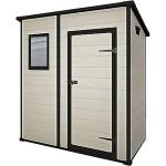 Abri de jardin monopente 1,8 m² polypropylène anti-UV plancher fenêtre charge toiture 75 kg/m²