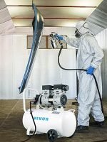 Compresseur d’air sans huile 50 L 750 W 230 V 8 bar 2 manomètres débit 170 L/min 1450 tr/min sur roues