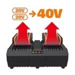 Tronçonneuse sans fil 40 V guide 35 cm vitesse chaîne 8 m/s avec 2 batteries et chargeur