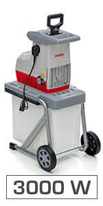 Broyeur de végétaux électrique 3000 W rotor 44 mm bac 60 L avec sécateur et lunettes