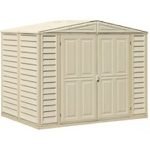 Abri de jardin adossable en vinyle 4 x 8 kit fondation métal porte réversible