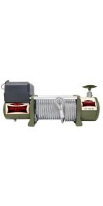 Treuil électrique 12V 7257 kg câble acier 31 m télécommande sans fil
