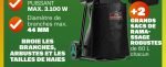 Broyeur de végétaux électrique 2800 W 44 mm 2 sacs 60 L inversion rotor 240 V