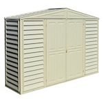 Abri de jardin adossable en vinyle 4 x 8 kit fondation métal porte réversible