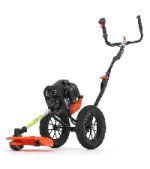 Débroussailleuse thermique 52 cm3 3 CV largeur de coupe 32 cm tête double fil lame 3 dents réservoir 1,2 L