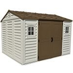 Abri de jardin en vinyle 10 x 8 avec 3 fenêtres kit de fondation métal 324,8 x 247 x 233,2 cm