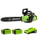 Tronçonneuse à batterie 40 cm 40 V moteur sans balais vitesse chaîne 20 m/s anti-rebond 2 batteries 2Ah chargeur