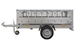 Remorque benne basculante UNITRAILER Garden Trailer 230 KIPP 230×125 cm, PTAC 750 kg, ridelles grillagées + bâche plate