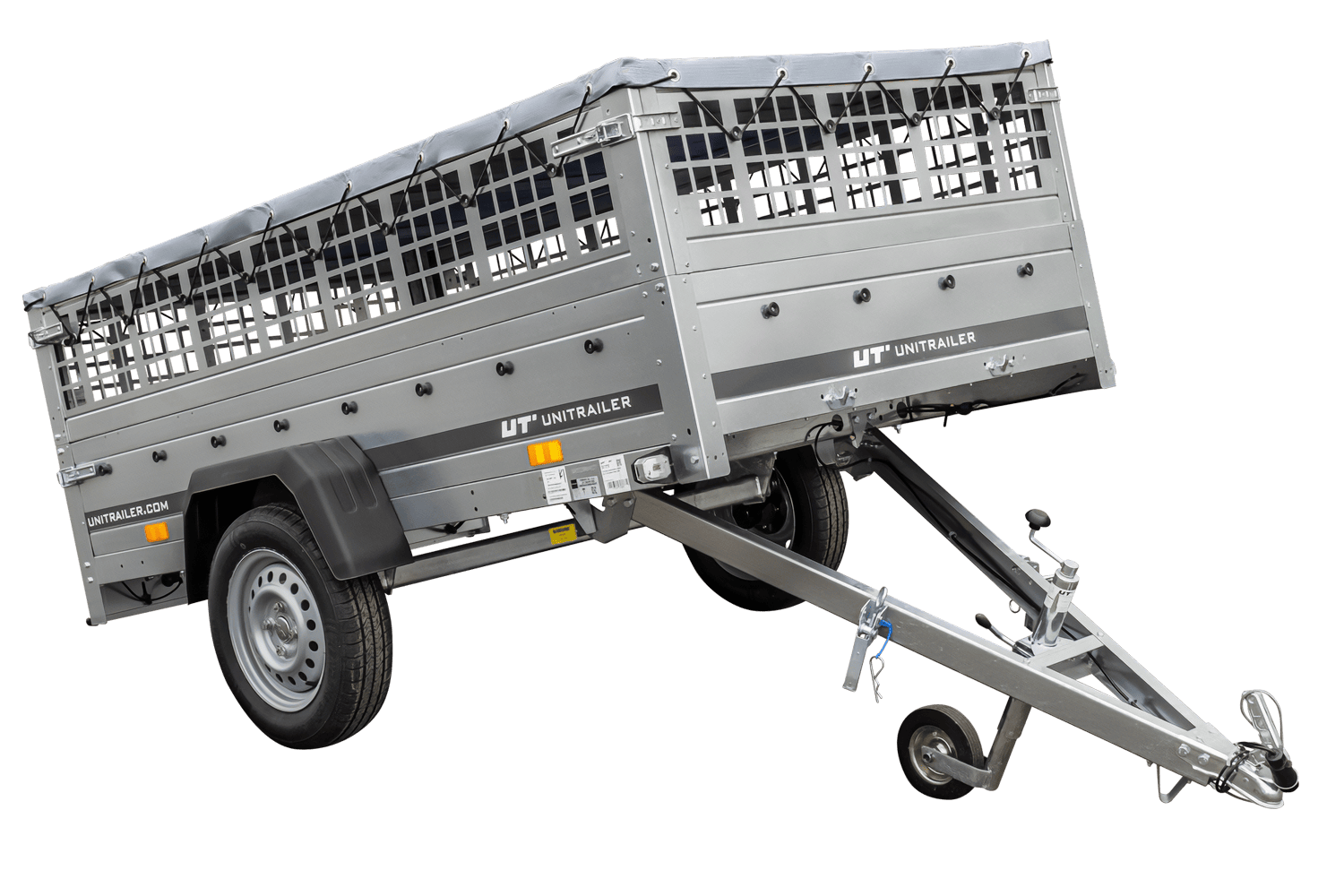 Remorque benne basculante UNITRAILER Garden Trailer 230 KIPP 230×125 cm, PTAC 750 kg, ridelles grillagées + bâche plate Remorque benne basculante UNITRAILER Garden Trailer 230 KIPP 230×125 cm, PTAC 750 kg, ridelles grillagées + bâche plate