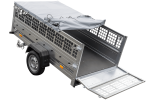 Remorque benne basculante UNITRAILER Garden Trailer 230 KIPP 230×125 cm, PTAC 750 kg, ridelles grillagées + bâche plate