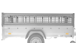 Remorque benne basculante UNITRAILER Garden Trailer 230 KIPP 230×125 cm, PTAC 750 kg, ridelles grillagées + bâche plate