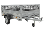 Remorque sur ressorts UNITRAILER Garden 264/R KIPP 264×125 ridelles grillagées châssis H-0 bâche grise 750 kg