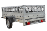 Remorque sur ressorts UNITRAILER Garden 264/R KIPP 264×125 ridelles grillagées châssis H-0 bâche grise 750 kg