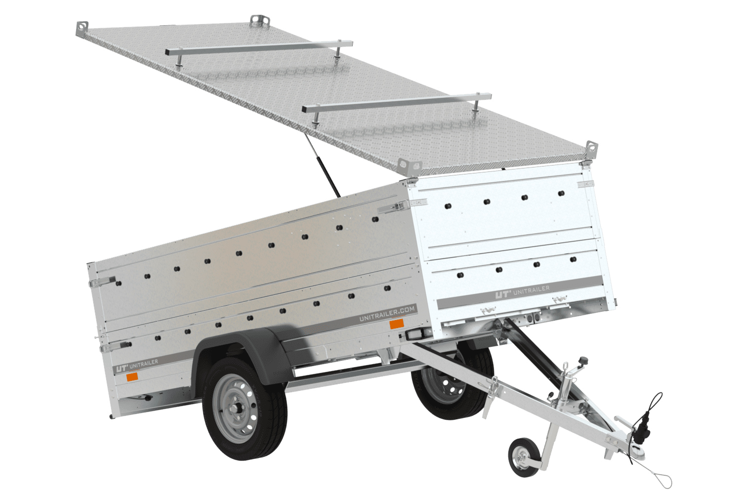 UNITRAILER Garden Trailer 264 KIPP 264×125 cm basculante avec ridelles BIS et couvercle aluminium UNITRAILER Garden Trailer 264 KIPP 264×125 cm basculante avec ridelles BIS et couvercle aluminium