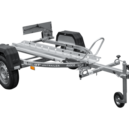 Remorque moto UNITRAILER RIDER 1 2256×1110 mm, PTAC 350–450 kg, rail acier, non freinée
