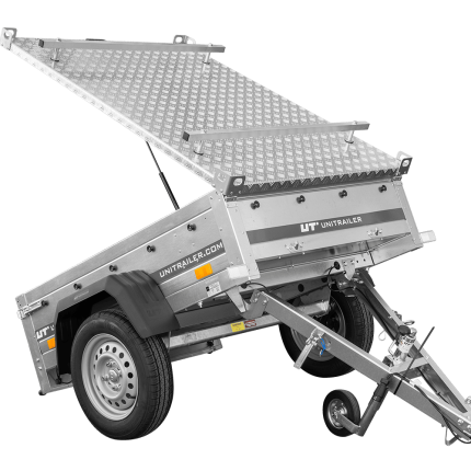 Remorque simple essieu UNITRAILER Garden Trailer 150 KIPP 150×106 capot aluminium