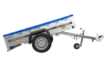 Remorque sur ressorts UNITRAILER Garden 201/R KIPP 200×125 châssis H-0 bâche bleue 750 kg