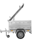 Remorque un essieu 150×106 UNITRAILER GARDEN 150 KIPP ridelles supplémentaires capot aluminium PTAC 750 kg