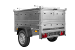 Remorque un essieu 150×106 UNITRAILER GARDEN 150 KIPP ridelles supplémentaires capot aluminium PTAC 750 kg