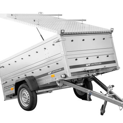 Remorque un essieu 230×125 UNITRAILER GARDEN 230 KIPP côtés BIS capot aluminium PTAC 750 kg