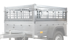 Remorque benne basculante UNITRAILER Garden Trailer 150 KIPP 150×106 cm, PTAC 750 kg, bâche plate grise + roue jockey