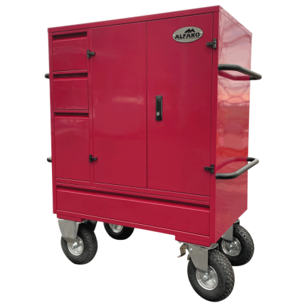 Malle de concours Midi Framboise 137,5x100x60 cm acier laqué 2 selles 3 tiroirs